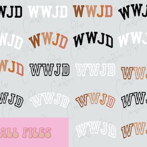 WWJD Svg Png Bundel, Wat zou Jezus doen Svg, College Varsity Svg, Sublimation Png, T Shirt Design File Cricut File Religieuze Christelijke Jezus