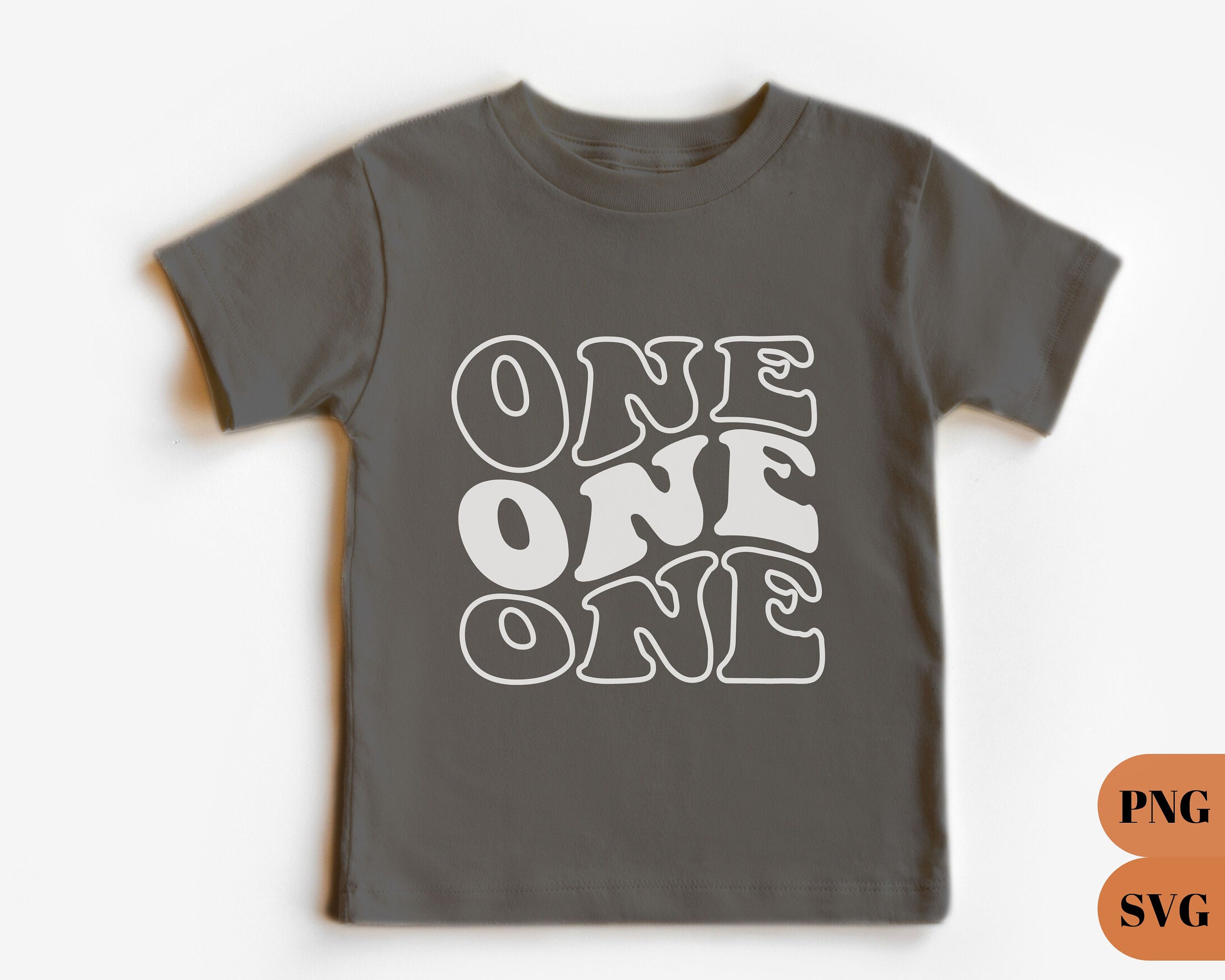 One Svg, Groovy First Birthday Svg, 1st Birthday Png, Stacked Wavy Texy ...