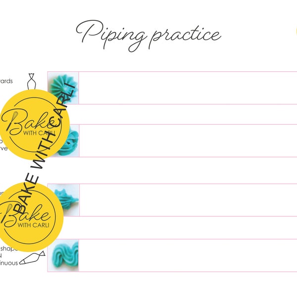 Piping practice sheet | Cupcake piping| Digital download