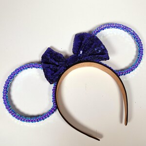 Crystal Mickey Ears Headband: Iridescent Rhinestone Sparkle, Perrywinkle Lilac Blue