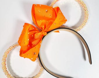 Glow in the Dark Mickey Mouse Pumpkin Headband: Rhinestone Halloween Park Style