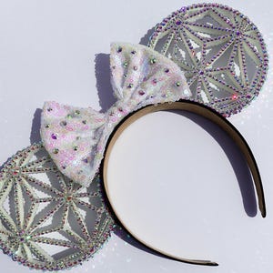 Kristall Mickey Ohren Epcot Globe inspiriert All Sides Covered Bedazzled Sparkle Stirnband Glitter schillernde Strass Minnie Maus handgefertigt
