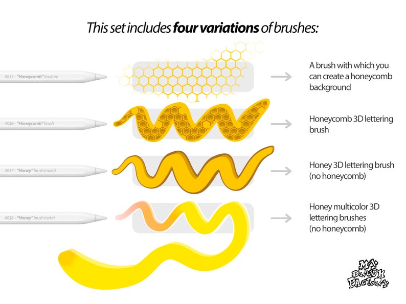 Procreate Brushes & Stamps for 3D Lettering Honey Font Bundle Pro