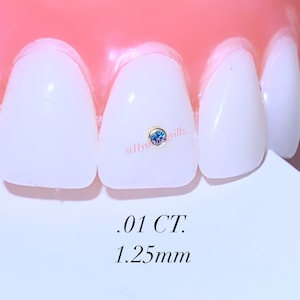 18k Aqua blue Diamond Bezel Gold Tooth Gem SI1 Diamond Tooth Gem  Tooth Charm