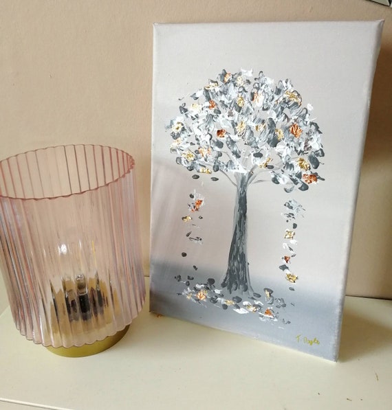 Tree Pictures Original Paintings Metallic Art Canvas Art Etsy