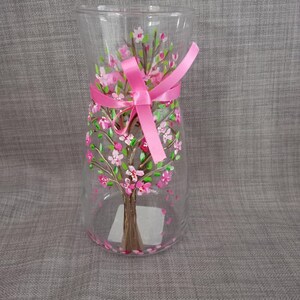 Cherry blossom tree hand painted vase, gifts for her pink floural wedding birthday