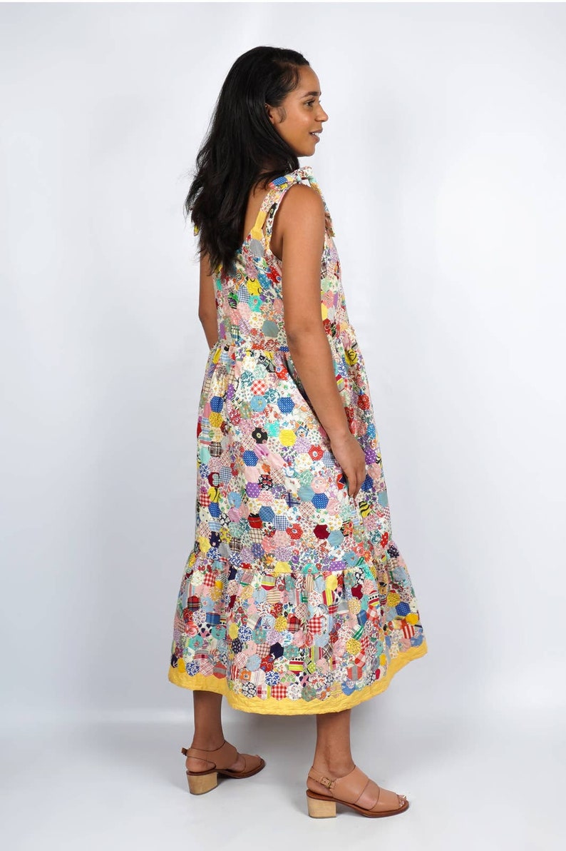 One-of-a-Kind Patchwork Midi Dress Made from a 1930s Quilt Top Small image 6