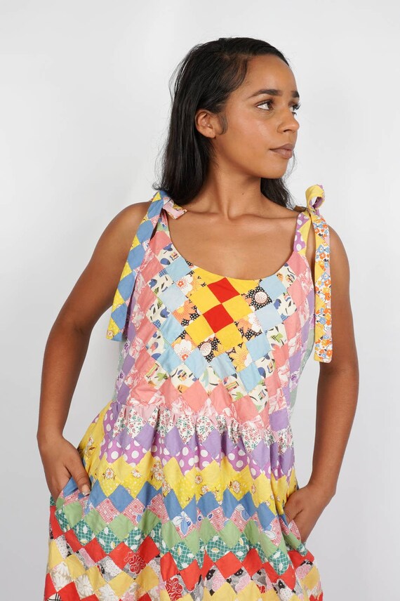1970s Vintage Patchwork Print Maxi Dress Selected by Souls