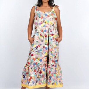 One-of-a-Kind Patchwork Midi Dress Made from a 1930s Quilt Top Small image 3