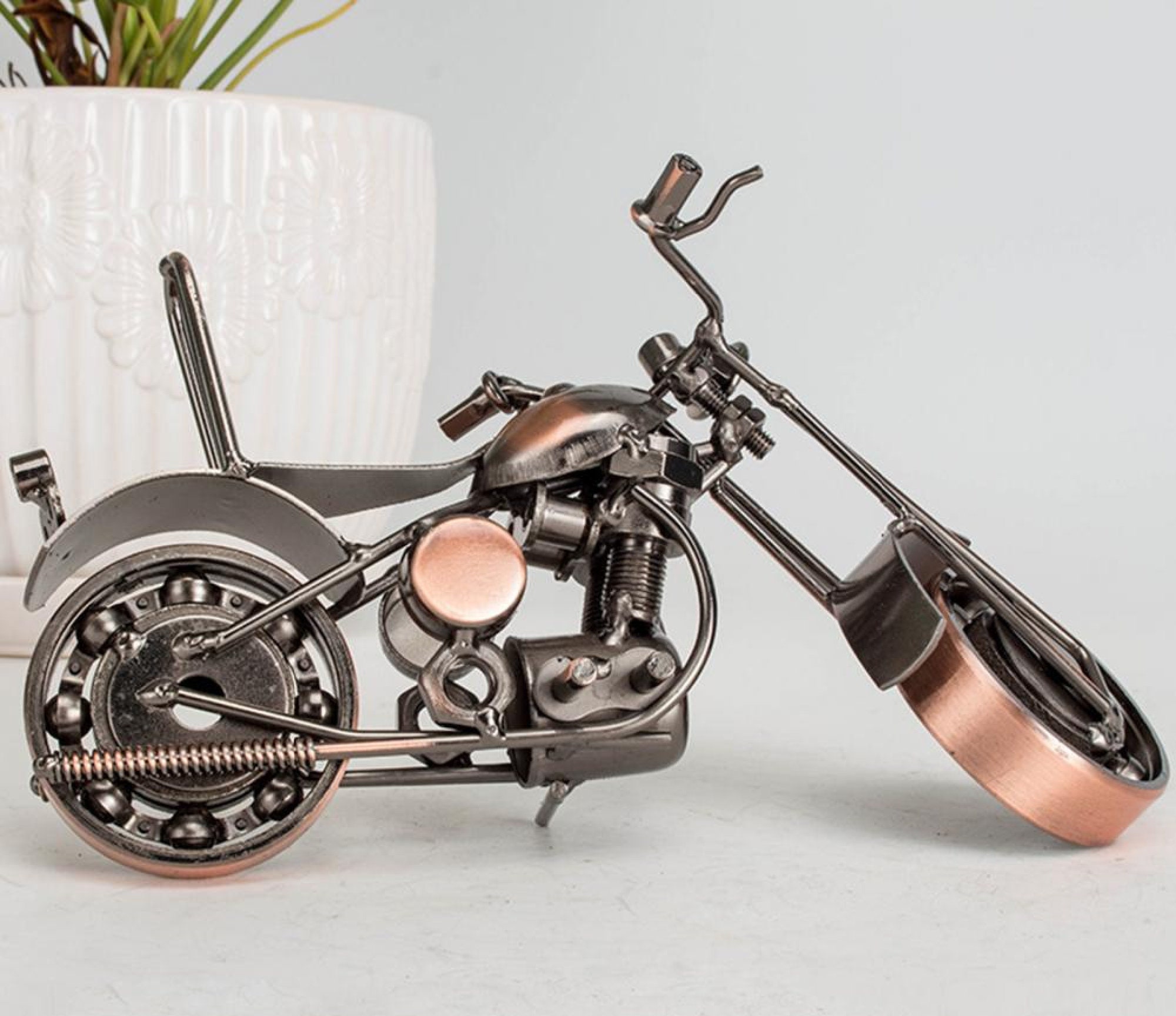 Motorcycle Art Sculpture Retro Motorbike Art Figurines Etsy