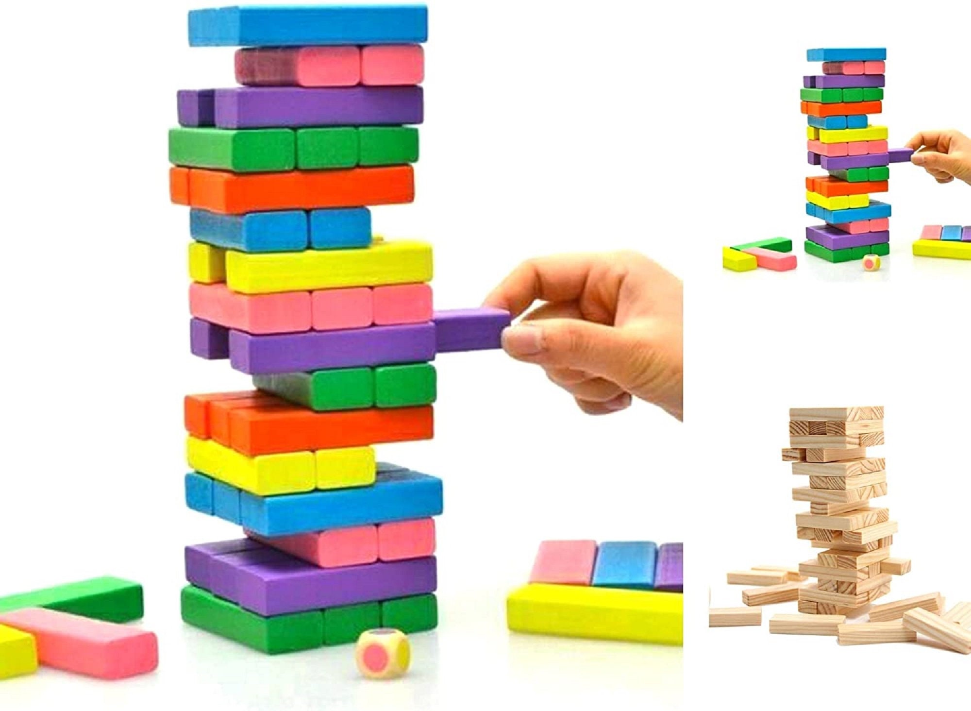 Wooden Building Blocks with Pigment Stacking Game Rock Blocks Educational Puzzle Toy MerryHeart 10PCS DIY Wooden Balancing Stones 