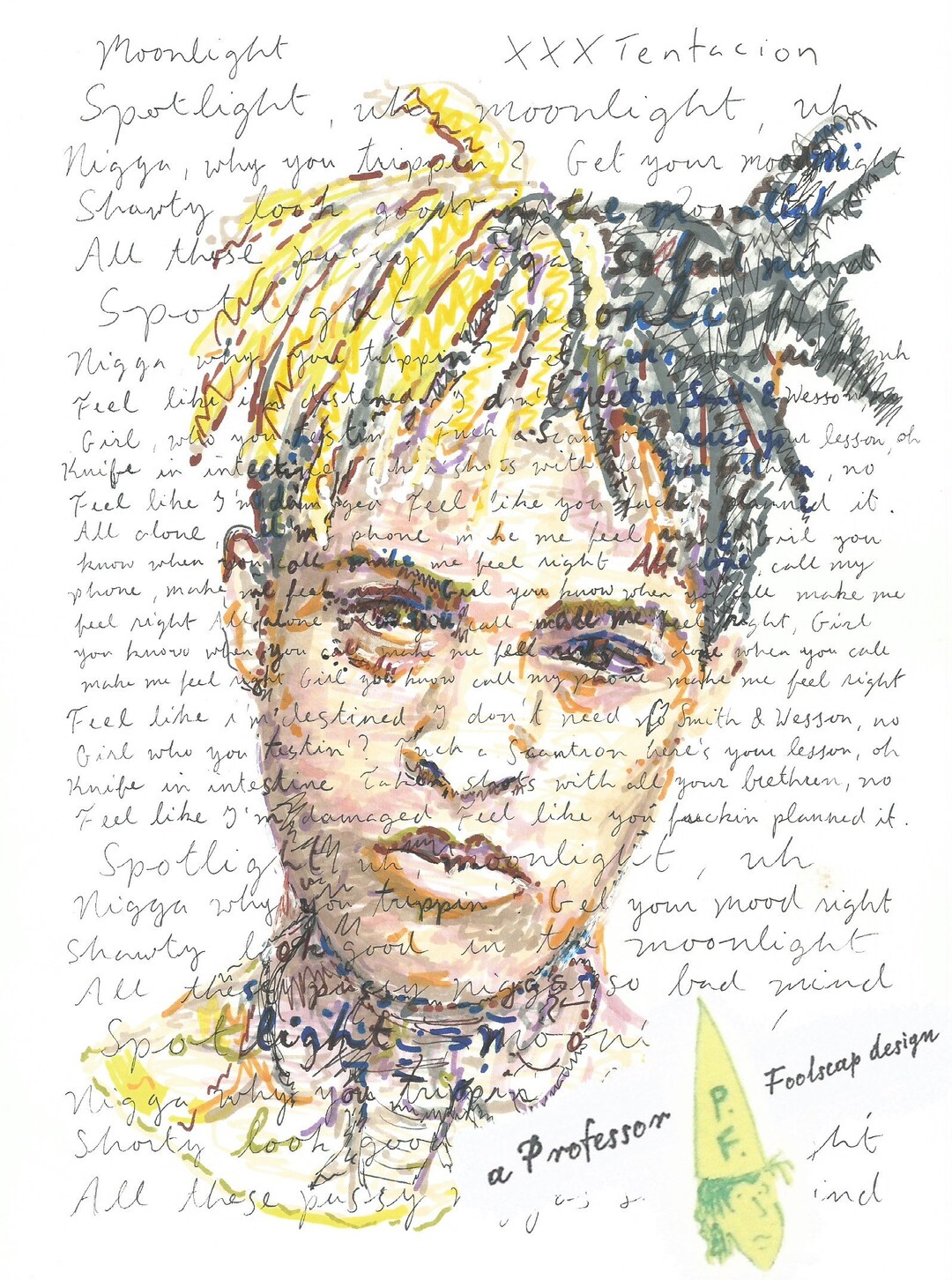 Moonlight, Hand-painted Portrait of Rapper XXX Tentacion, a High ...