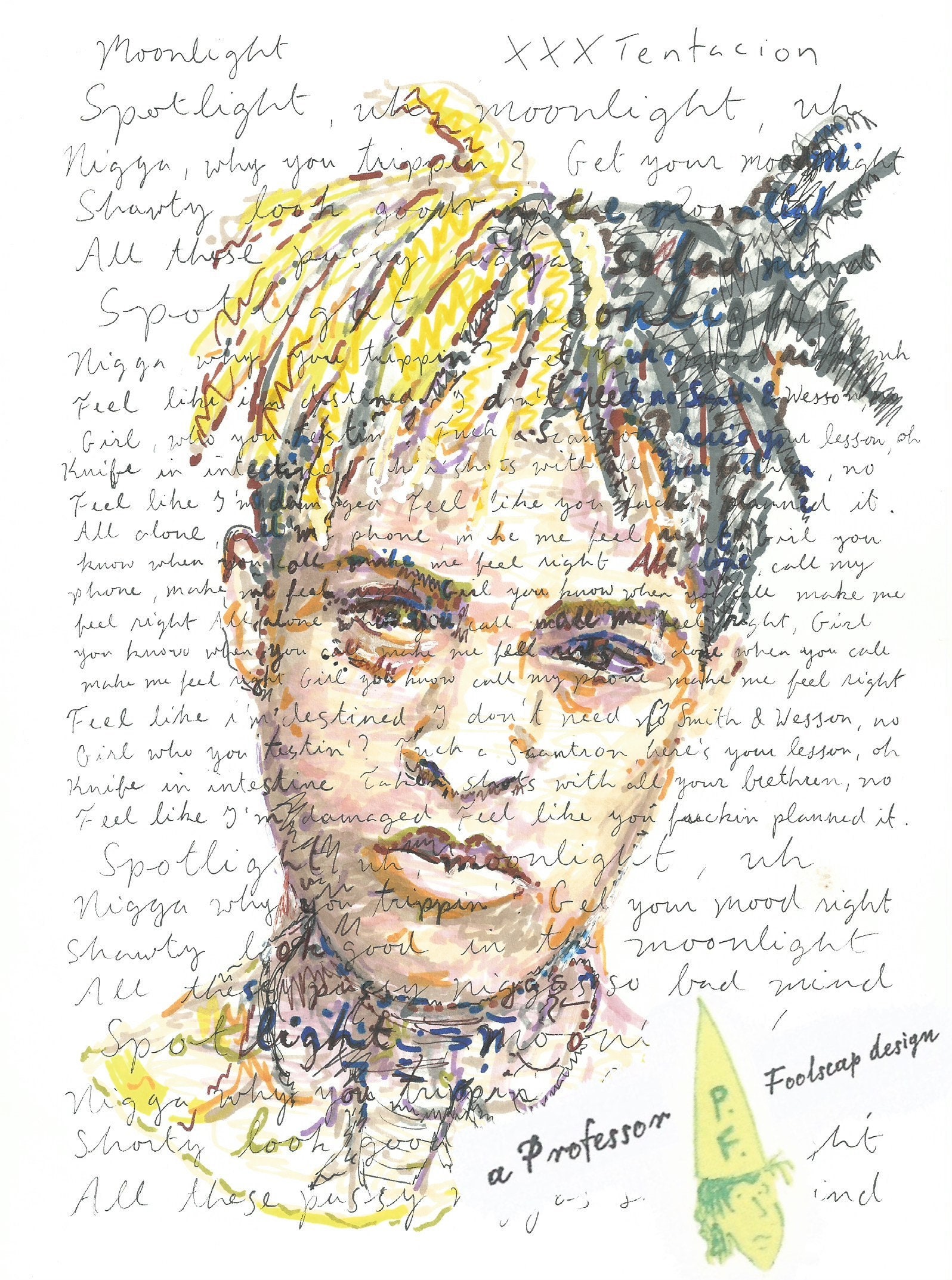 Moonlight, Hand-painted Portrait of Rapper XXX Tentacion, a High ...