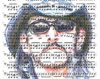 Lemmy Kilmister bajista y líder de Motörhead una versión digital del retrato del Profesor Foolscap para descarga inmediata impresa desde casa