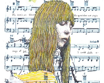 Retrato de Joni Mitchell, profesora. Retrato en tamaño folio, versión de descarga digital para impresión doméstica.