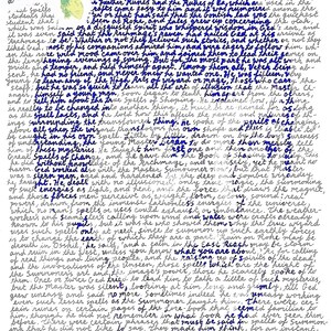 May include: A handwritten page from a book, featuring text and illustrations. The text is in cursive, with the title "A Wizard of Earthsea" visible. The page has a vintage aesthetic.