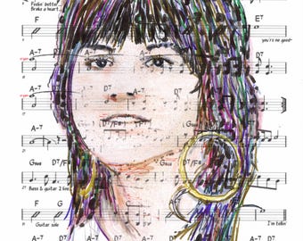 Retrato de Linda Ronstadt: Profesora de Arte en Papel (Descarga Digital)