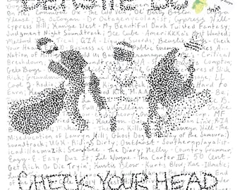 Carátula del álbum "Check Your Head" de los Beastie Boys: remake dibujado a mano (descarga digital)