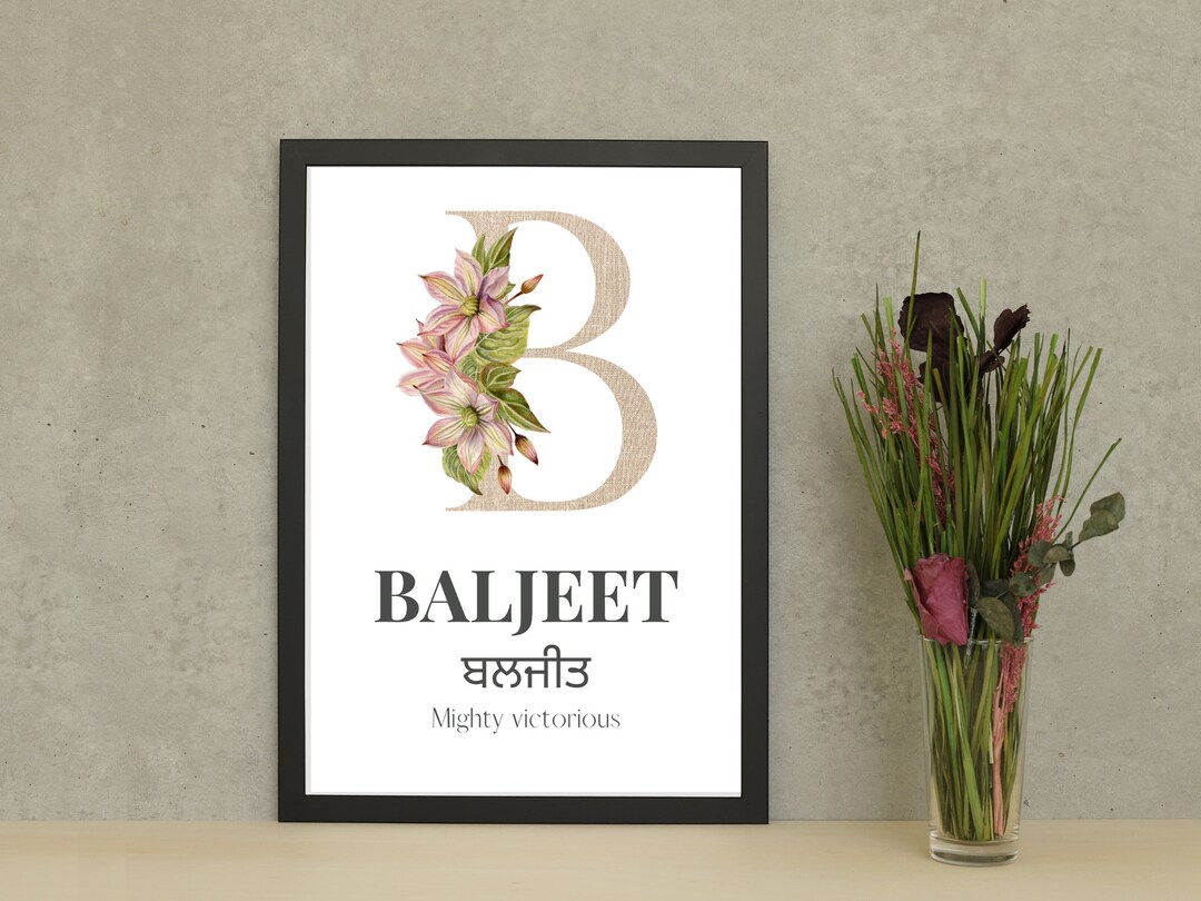 Personalised Decorative Letter B Name Poster With Punjabi Name, Script