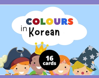 Korean Colors Flashcards for Kids | Educational Digital Download | Learn Colors in Korean | Bilingual Language Learning for Children