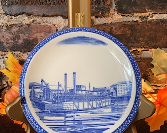 Rockwell Kent “Our America” by Vernon Kilns Blue Bread & Butter 6.25” Collector Plate Made in USA