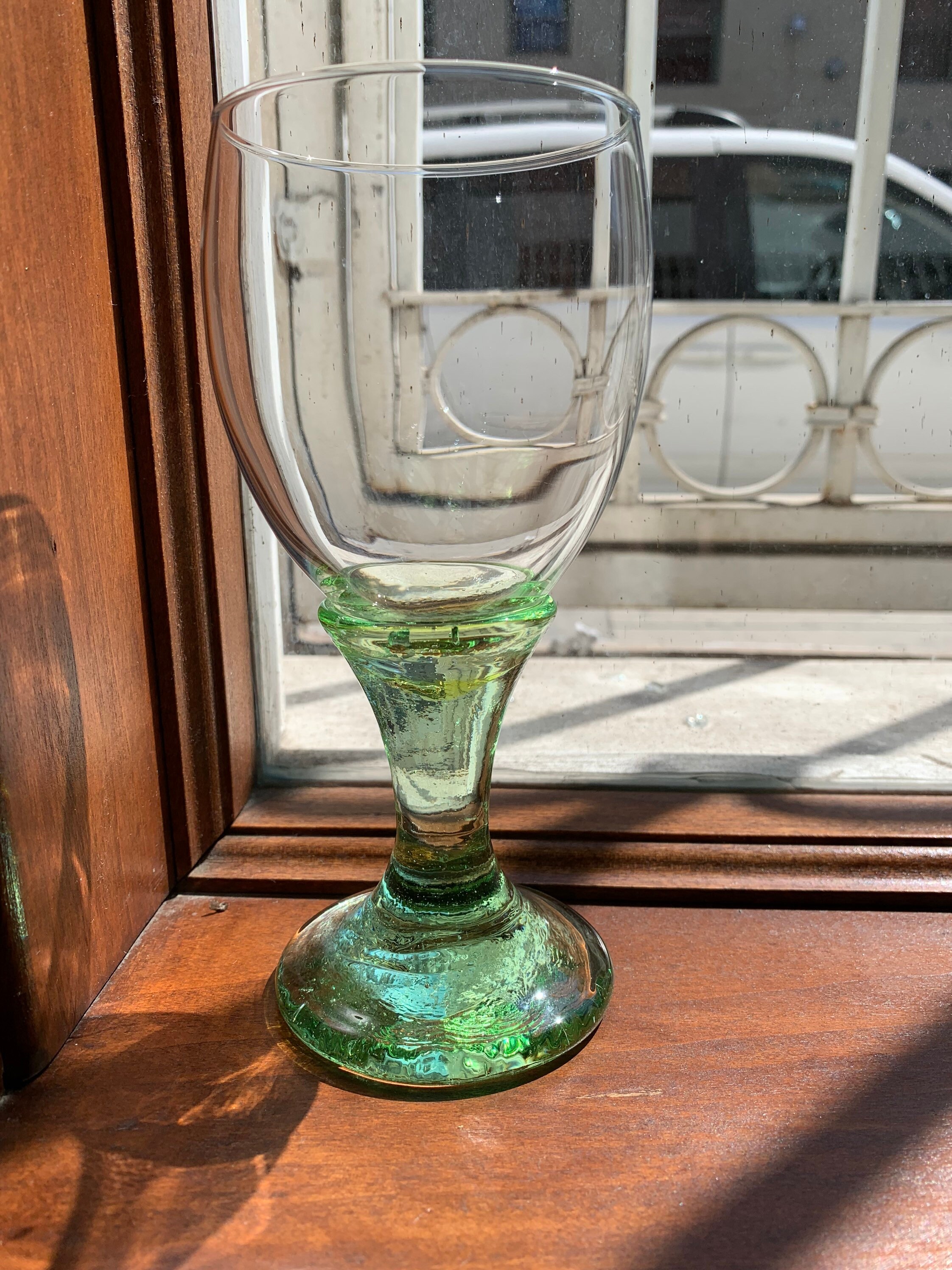 Fire & Light Recycled Glass Handmade SIGNED Celery Green Wine Goblet Etsy