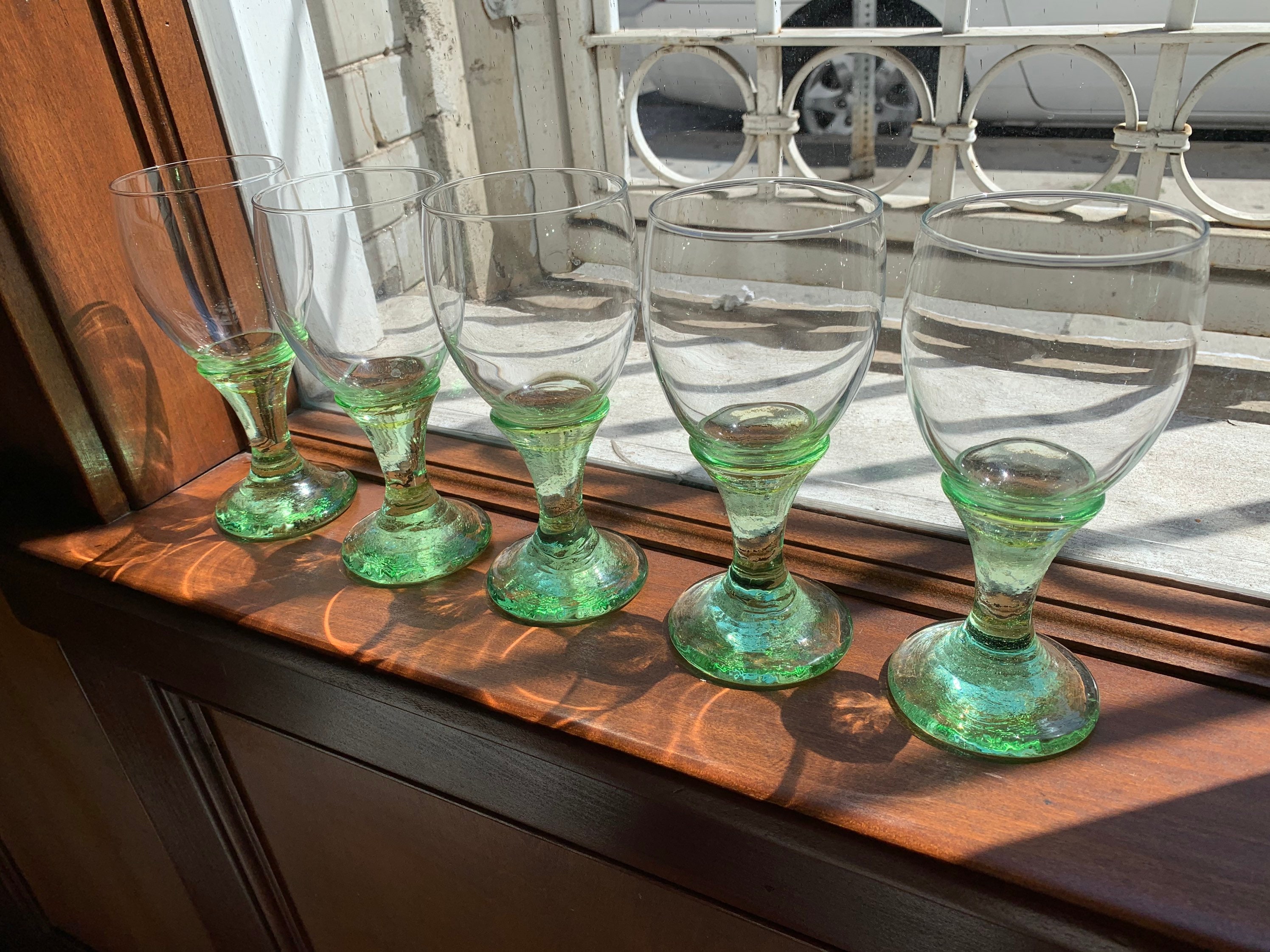 Fire & Light Recycled Glass Handmade SIGNED Celery Green Wine Goblet Etsy