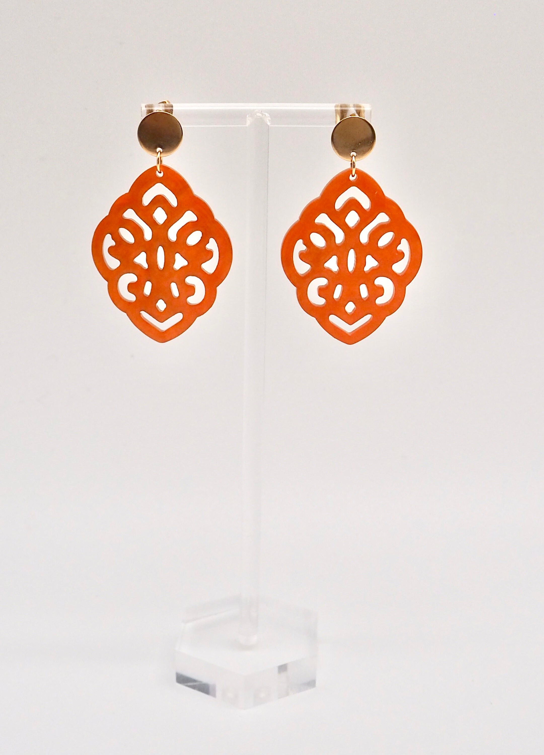 Unique statement earrings with resin ornament / birthday gift / gift idea for girlfriend / traditional jewelry / lightweight earrings