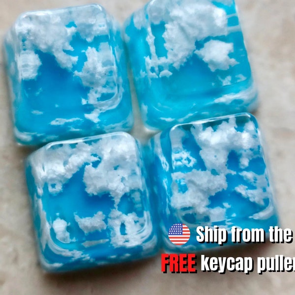 Blue sky scenery KeyCaps, cloud keycap,Artisan Keycap, Resin KeyCaps, Esc keycap, artistic keycaps,Handmade OEM R4 keycap