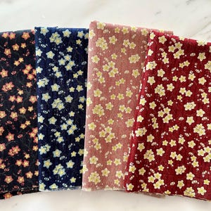 4 Fat Eighth bundle - Kyoto Gardens - Flowers and Tree Branches - Cotton 100% - Made in Japan - Asian Fabrics