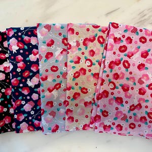 BUNNY and Flowers - 5 Fat Eighth Bundle Fabric - 100percent Cotton