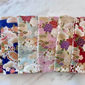 6 Fat Eighth bundle - Decorated Boxes & Flowers - Metallic - Cotton 100% - Made in Japan - Asian Fabrics