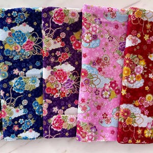 5 Fat Eighth bundle - Flowers & Clouds - Cotton 100% - Made in Japan - Asian Fabrics
