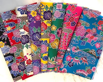 8 Okinawa Bingata -  Fat Eighth Fabric Bundle: Cotton 100% - Perfect for Quilts, Craft Projects - Japanese - Asian