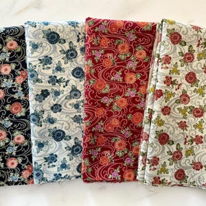 4 Fat Eighth bundle - Kyoto Gardens - Flowers & Foliage- Cotton 100% - Made in Japan - Asian Fabrics