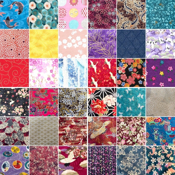 10 Fat Eighth Asian Japanese Quilt Fabric Bundle: 1.25 Yards