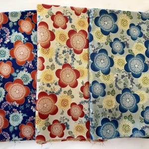 3 Fat Eighth bundle - Kyoto Gardens - Flowers- Cotton 100% - Made in Japan - Asian Fabrics