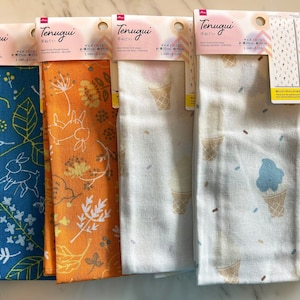 14x37 in. (35x95 cm) Tenugui &quot;Doodle Grasse&quot; &quot;Ice Cream&quot; - Japanese Cotton Hand Towel