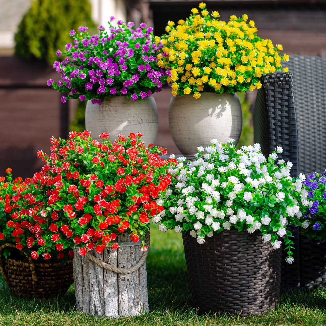 Artificial Flowers Outdoor Plastic Plants 24 Bundles Spring Etsy