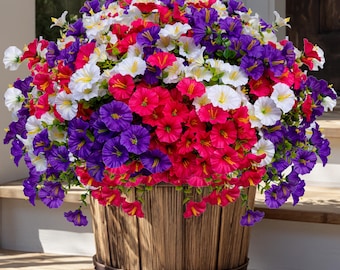 16 Bundles Outdoor Morning Glory Flowers – UV Resistant, No Fade Faux Plants