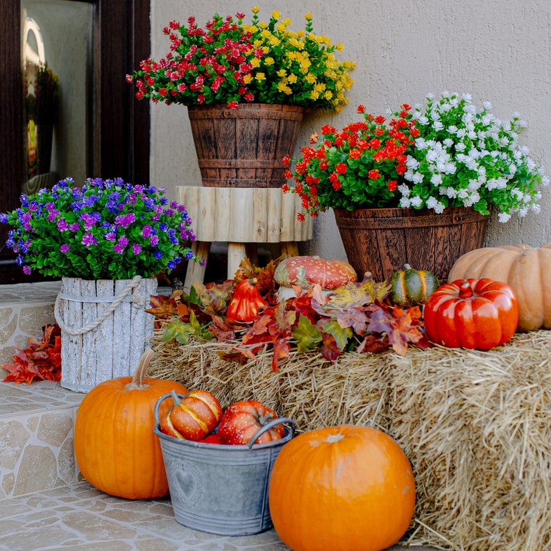 Artificial Flowers Outdoor Fake Plants 24 Bundles Outside Etsy