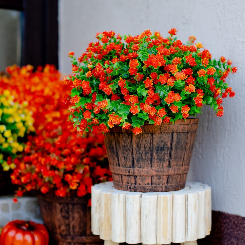 Artificial Mums Flowers Outdoor Plastic Plants 24 Bundles Etsy