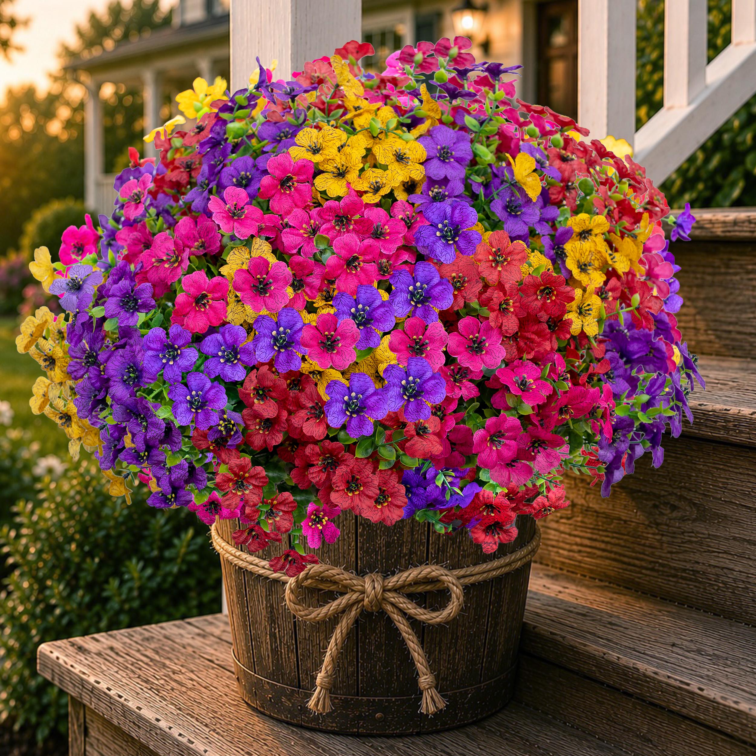 UV Resistant Artificial Flowers - Colorful Outdoor Faux Greenery