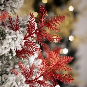 Christmas Tree Decoration Ornaments Picks Sprays - Glitter Artificial Pine Stems, Twig Faux Floral Branches for Wreath Winter Holiday 30 Pcs