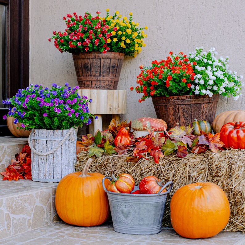 Fake Artificial Flowers for Outdoors 24 Bundles Faux Outdoor Etsy