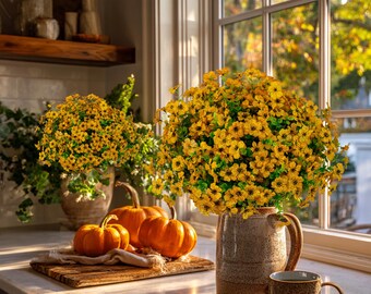 UV Resistant Artificial Yellow Mums: Outdoor Fake Flowers - Etsy