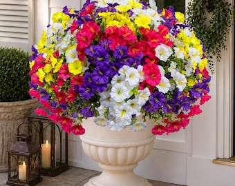 16 Bundles UV Resistant Outdoor Flowers – No Fade Artificial Plants for Porch Decor