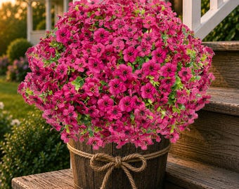 UV Resistant Red Pink Artificial Flowers: Outdoor Home Decor