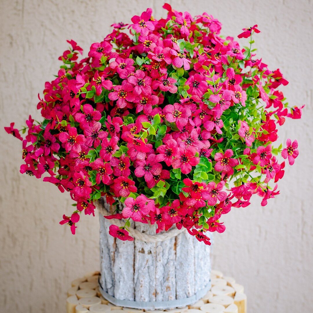 Artificial Flowers Outdoor Fake Plants Silk Plastic Outside Faux