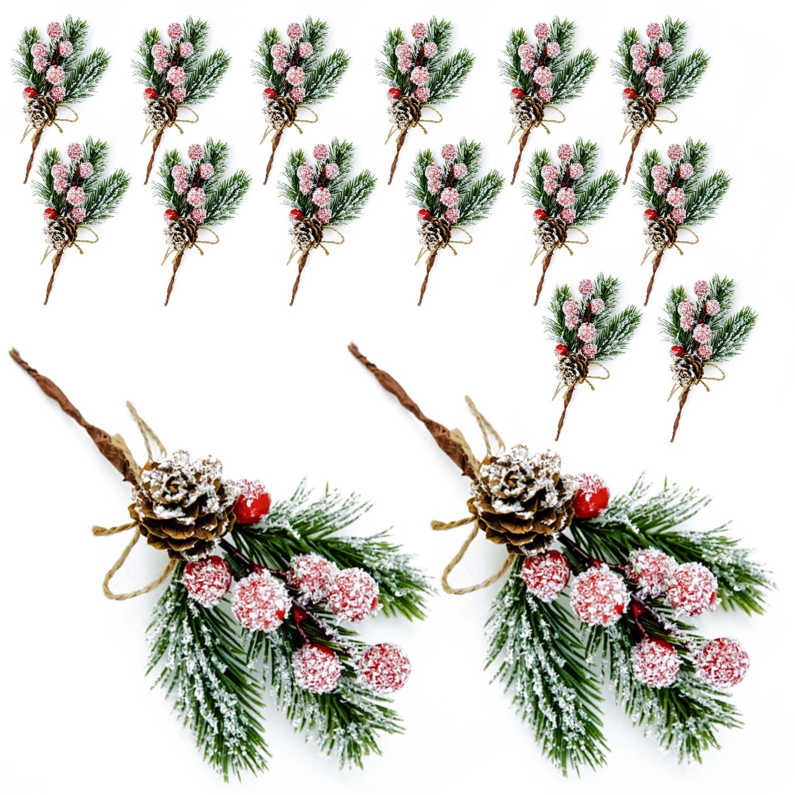 16PCS Christmas Picks and Sprays Pine Branches Decorations Etsy